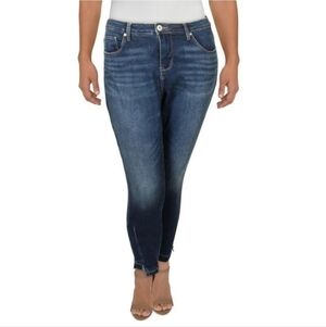 Jag Jeans Womens Viola Blue Denim High Rise Raw Hem Skinny Jeans 12